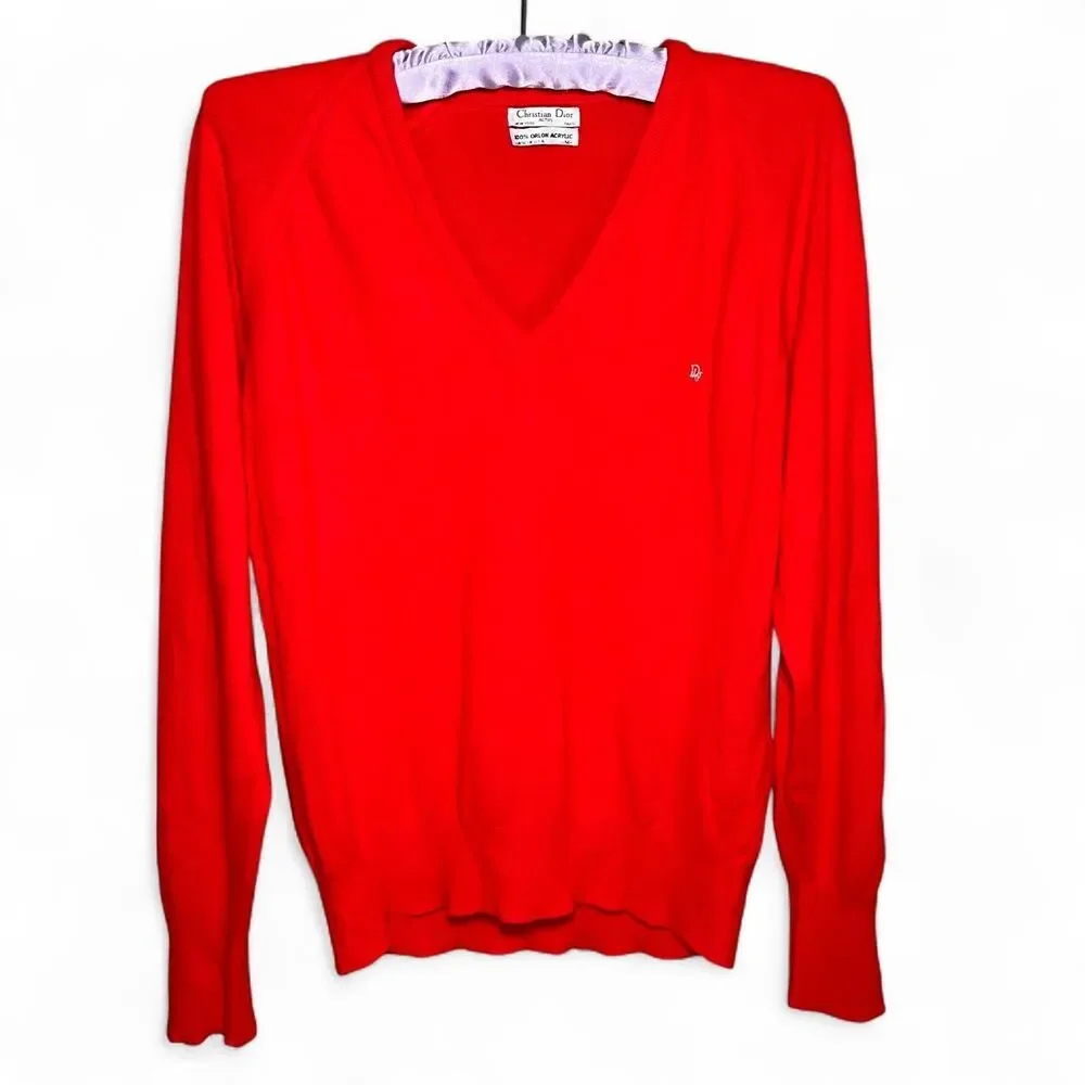 Vintage 80s Christian Dior Retro Grandpa Core Old Pullover Sweater Size M